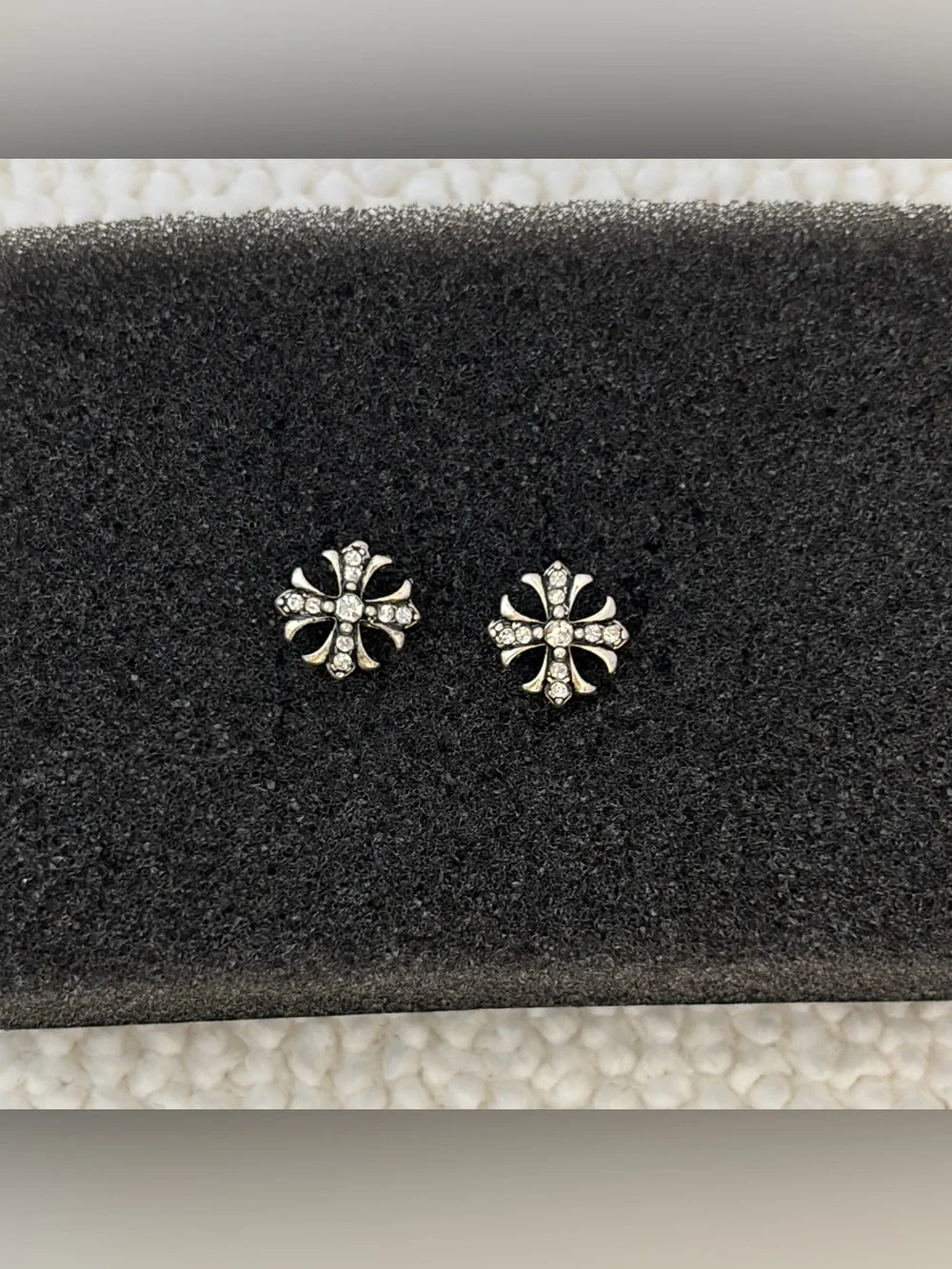 10mm CZ Cross Stud Earrings for Men Women Streetwear Punk Hip Hop Unisex Earring